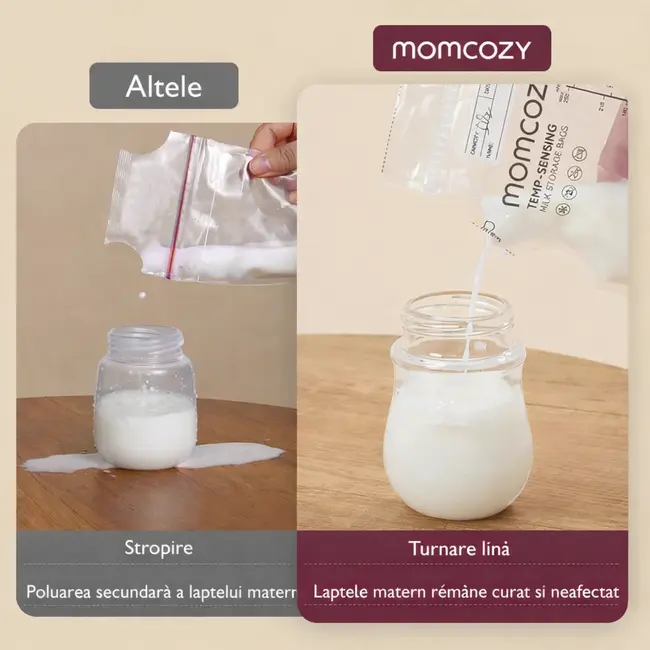 Pungi depozitare Momcozy pentru lapte matern cu turnare usoara 120 buc