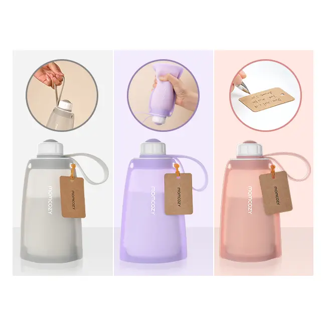 Pungi depozitare lapte silicon Momcozy set 2 buc Purple Grey