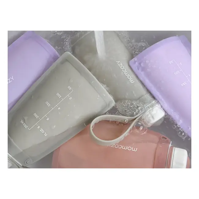 Pungi depozitare lapte silicon Momcozy set 2 buc Purple Red