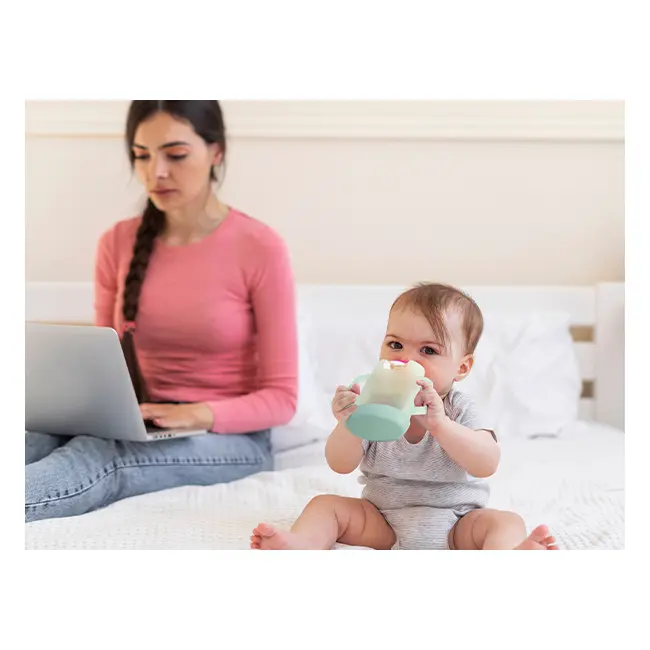 Suport pungi alimente Momcozy cu manere Green