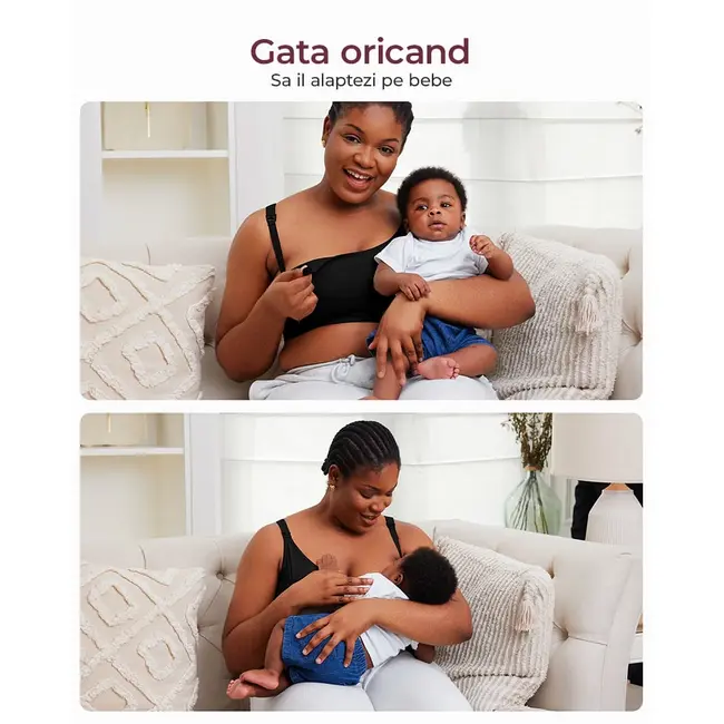 Sutien alaptare Momcozy pentru pompa de san Hands-free YN08 Black L