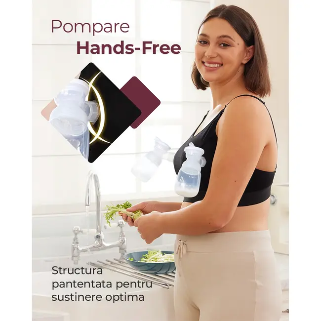 Sutien alaptare Momcozy pentru pompa de san Hands-free YN08 Black M