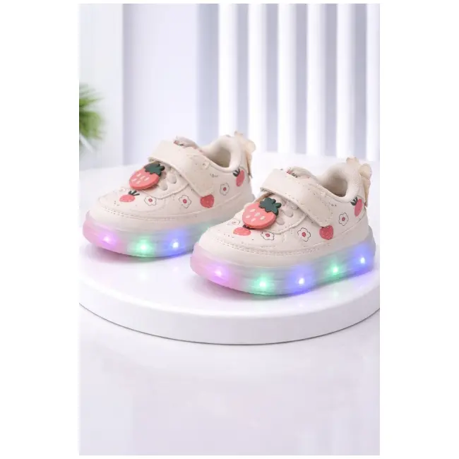 Adidasi albi cu luminite capsunele adt-19-1