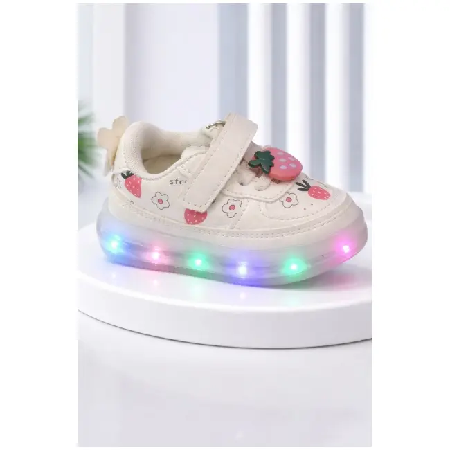 Adidasi albi cu luminite capsunele adt-19-1