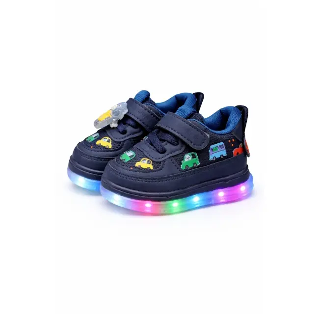 Adidasi bleumarine cu luminite masinute colorate adt-51