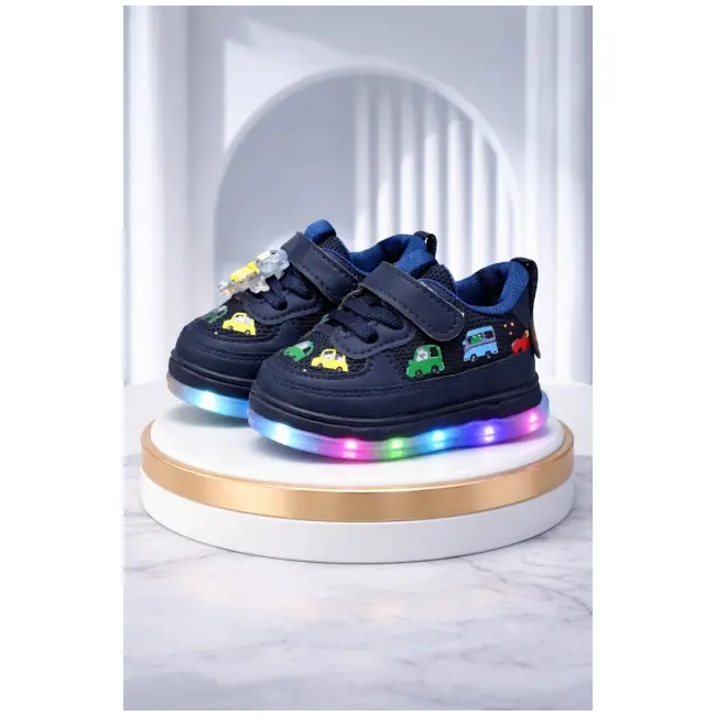 Adidasi bleumarine cu luminite masinute colorate adt-51