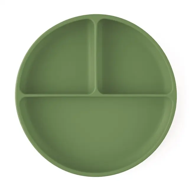 Farfurie compartimentata, Petite&Mars, Take&Match, Din silicon, Rotunda, Cu ventuza si 3 compartimente, Adecvata pentru masina de spalat vase si microunde, Nu absoarbe mirosuri, Fara BPA, 500 ml, 6 luni+, Sweet Pea, Verde BYN715766