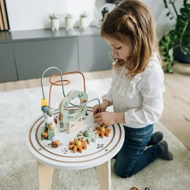 Masuta Montessori cu activitati, Free2Play, Cu multiple activitati, Dezvolta coordonarea ochi-mana, Din lemn, 18 luni+, Think and Play BYN86724