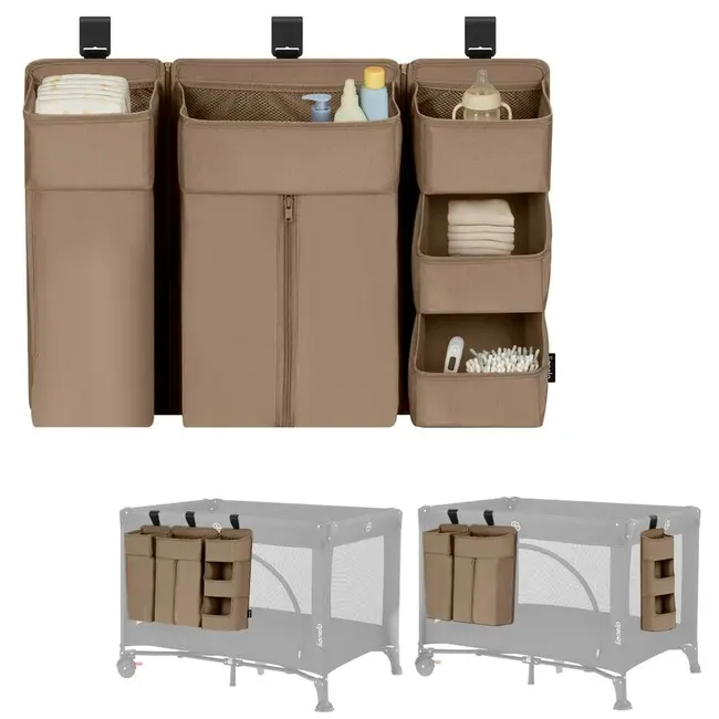 Organizator multifunctional, Lionelo, Sidepocket L, 58x11x58 cm, 3 parti independente cu multiple buzunare, Universal, Constructie ranforsata, Bej BYNLO-SIDEPOCKET_LARGE_BEIGE
