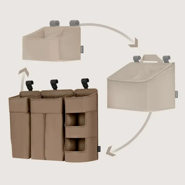 Organizator multifunctional, Lionelo, Sidepocket L, 58x11x58 cm, 3 parti independente cu multiple buzunare, Universal, Constructie ranforsata, Bej BYNLO-SIDEPOCKET_LARGE_BEIGE