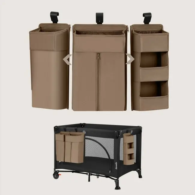 Organizator multifunctional, Lionelo, Sidepocket L, 58x11x58 cm, 3 parti independente cu multiple buzunare, Universal, Constructie ranforsata, Bej BYNLO-SIDEPOCKET_LARGE_BEIGE