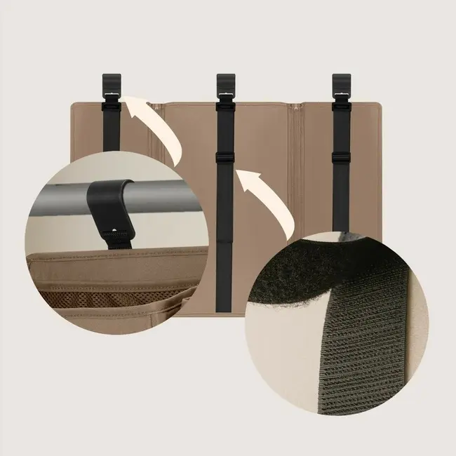 Organizator multifunctional, Lionelo, Sidepocket L, 58x11x58 cm, 3 parti independente cu multiple buzunare, Universal, Constructie ranforsata, Bej BYNLO-SIDEPOCKET_LARGE_BEIGE