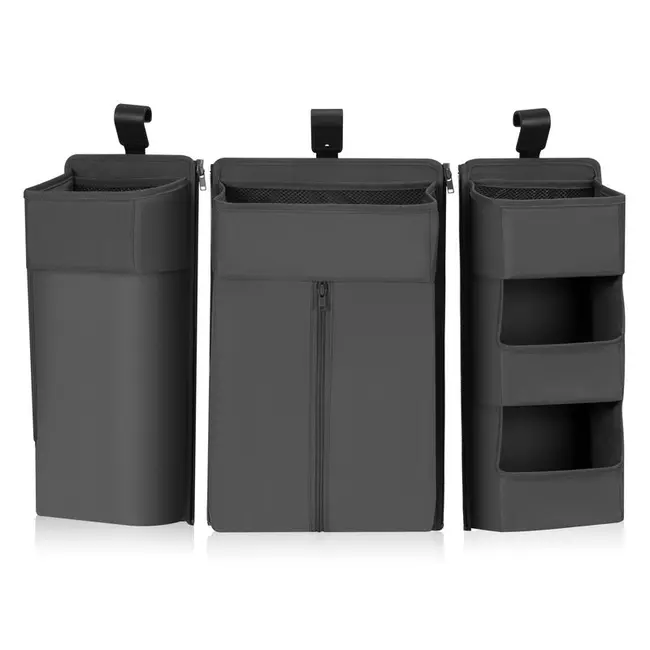 Organizator multifunctional, Lionelo, Sidepocket L, 58x11x58 cm, 3 parti independente cu multiple buzunare, Universal, Constructie ranforsata, Gri BYNLO-SIDEPOCKET_LARGE_GREY