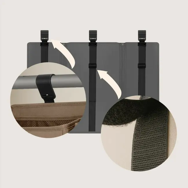 Organizator multifunctional, Lionelo, Sidepocket L, 58x11x58 cm, 3 parti independente cu multiple buzunare, Universal, Constructie ranforsata, Gri BYNLO-SIDEPOCKET_LARGE_GREY