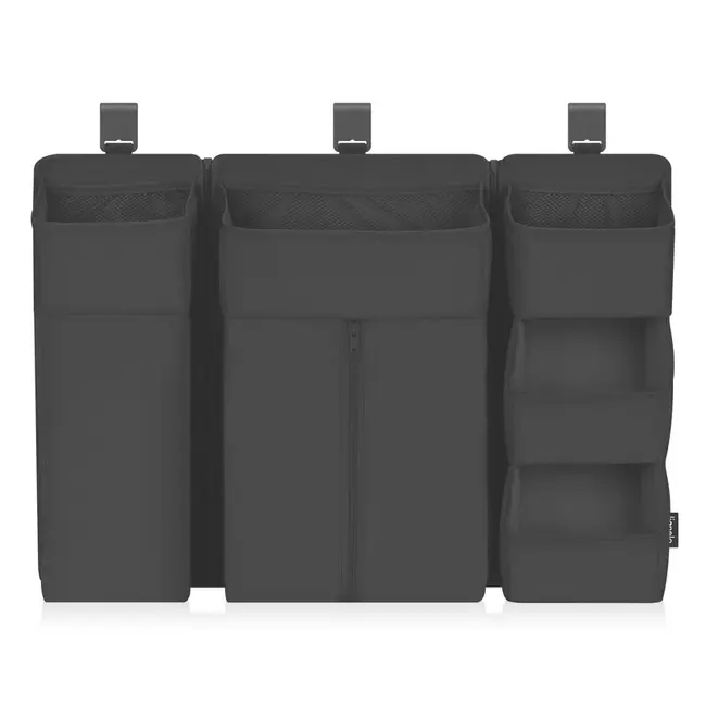 Organizator multifunctional, Lionelo, Sidepocket L, 58x11x58 cm, 3 parti independente cu multiple buzunare, Universal, Constructie ranforsata, Negru BYNLO-SIDEPOCKET_LARGE_BLACK