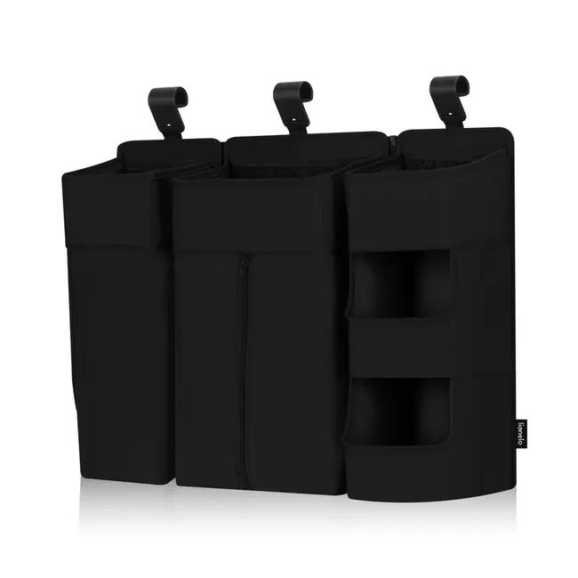 Organizator multifunctional, Lionelo, Sidepocket L, 58x11x58 cm, 3 parti independente cu multiple buzunare, Universal, Constructie ranforsata, Negru BYNLO-SIDEPOCKET_LARGE_BLACK