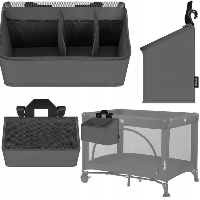 Organizator multifunctional, Lionelo, Sidepocket M, 43x15x23 cm, 3 compartimente, Universal, Constructie ranforsata, Gri BYNLO-SIDEPOCKET_MEDIUM_GREY