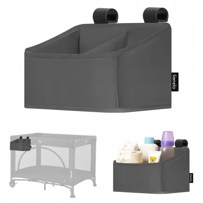 Organizator multifunctional, Lionelo, Sidepocket S, 26x12x15 cm, 2 compartimente, Universal, Constructie ranforsata, Gri BYNLO-SIDEPOCKET_SMALL_GREY