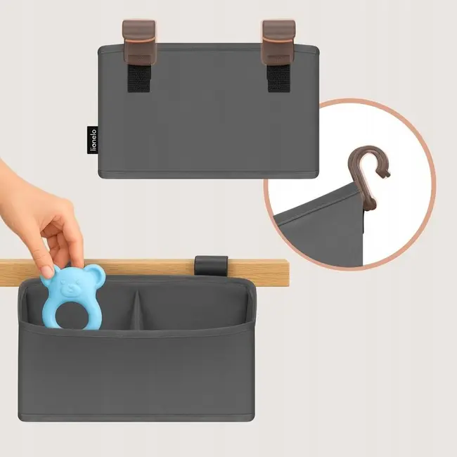 Organizator multifunctional, Lionelo, Sidepocket S, 26x12x15 cm, 2 compartimente, Universal, Constructie ranforsata, Gri BYNLO-SIDEPOCKET_SMALL_GREY