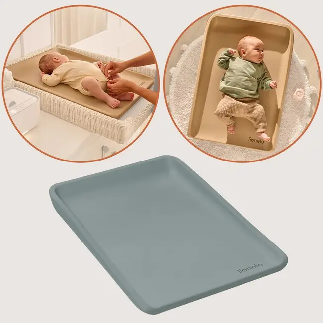 Saltea de infasat, Lionelo, Megs, Moale, Utilizabil si fara husa, Impermeabila, Design ergonomic, 70x49 cm, Fara BPA, Conform cu standardul de securitate EN71-3, 0 luni+, Gri BYNLO-MEGS_GREY_DOVE