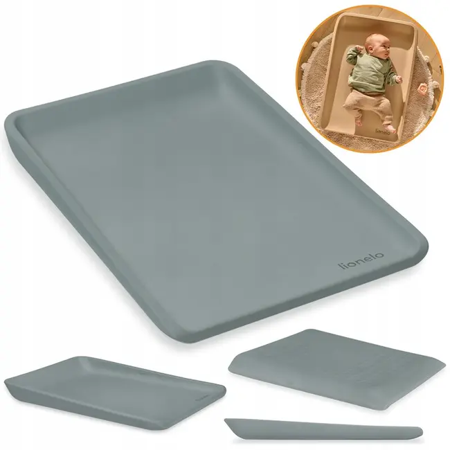 Saltea de infasat, Lionelo, Megs, Moale, Utilizabil si fara husa, Impermeabila, Design ergonomic, 70x49 cm, Fara BPA, Conform cu standardul de securitate EN71-3, 0 luni+, Gri BYNLO-MEGS_GREY_DOVE