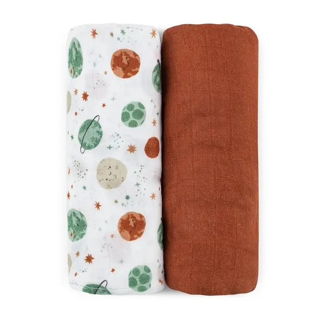 Set 2 scutece, Petite&Mars, Misty, Din muselina de bambus, Hipoalergenice, Dimensiuni mari, 120 x 120 cm, Certificate Oeko Tex Standard 100, Celestial Planets BYN417367