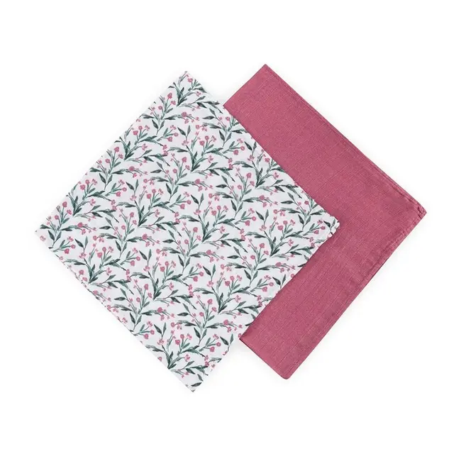 Set 2 scutece, Petite&Mars, Misty, Din muselina de bambus, Hipoalergenice, Dimensiuni mari, 120 x 120 cm, Certificate Oeko Tex Standard 100, Pink Meadow BYN417364