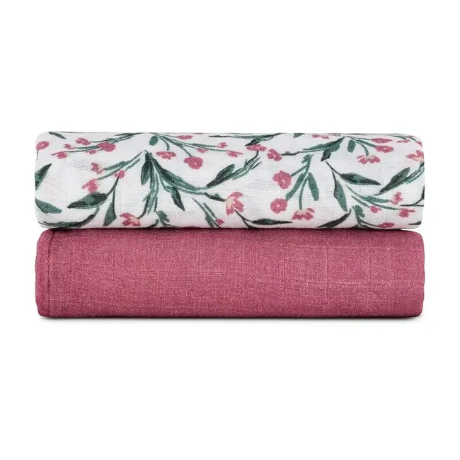 Set 2 scutece, Petite&Mars, Misty, Din muselina de bambus, Hipoalergenice, Dimensiuni mari, 120 x 120 cm, Certificate Oeko Tex Standard 100, Pink Meadow BYN417364