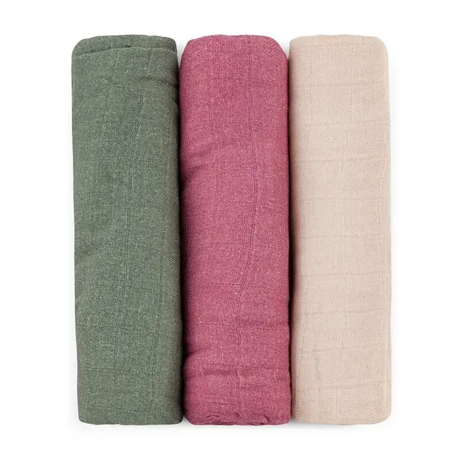Set 3 scutece, Petite&Mars, Moussy, Din muselina de bambus, Hipoalergenice, 68 x 68 cm, Certificate Oeko Tex Standard 100, Botanic Tones BYN415369