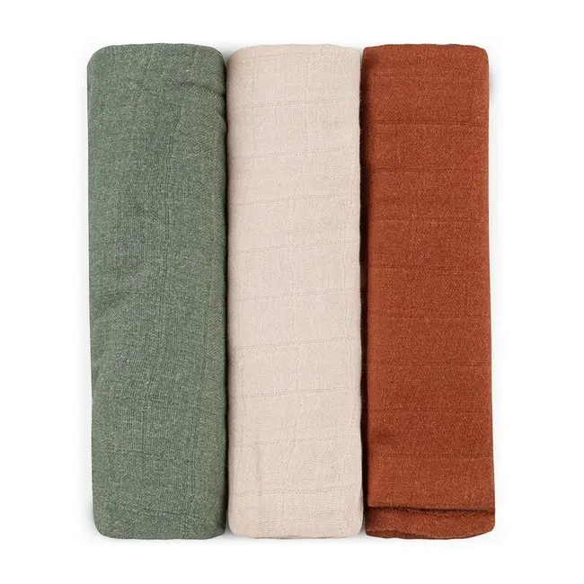 Set 3 scutece, Petite&Mars, Moussy, Din muselina de bambus, Hipoalergenice, 68 x 68 cm, Certificate Oeko Tex Standard 100, Earth Tones BYN415370