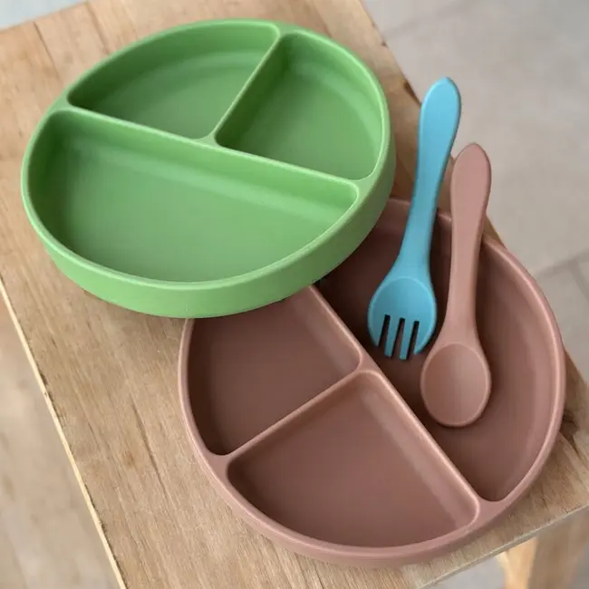 Set tacamuri, Petite&Mars, Take&Match, Din silicon, Forma ergonomica, Delicate cu gingiile, Adecvate pentru masina de spalat vase, Fara BPA, 6 luni+, Frosted Sky, Albastru BYN709767