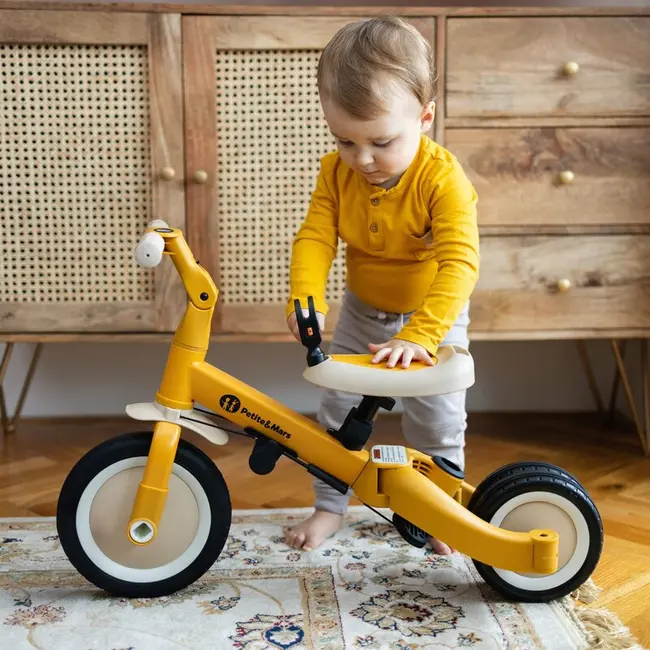 Tricicleta, Petite&Mars, Turbo, Editie limitata, 5 in 1, Multifunctionala, Vehicul de impins, Bicicleta cu/fara pedale, Cu maner de ghidaj, Detasabil, Roti din cauciuc, Pana la 25 kg, 1.5-5 ani, City Beat BYN613481