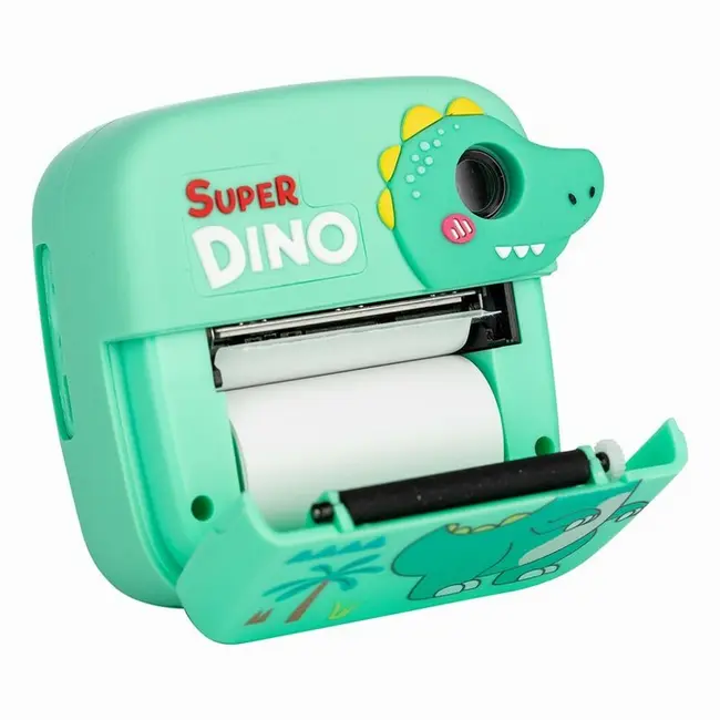 Aparat foto copii cu printare instant, Free2Play, Camere duale fata-spate, Cadre distractive, Cu 6 filtre, Dino BYN86885