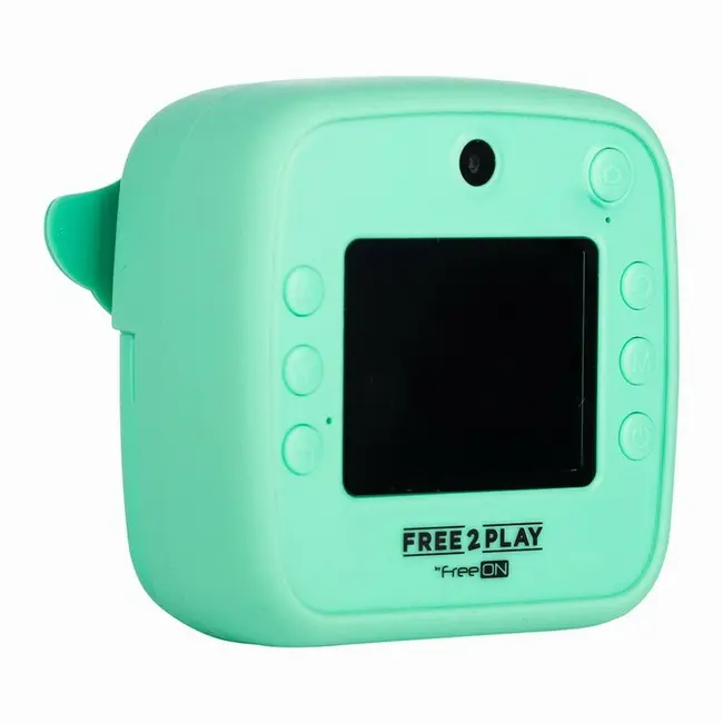Aparat foto copii cu printare instant, Free2Play, Camere duale fata-spate, Cadre distractive, Cu 6 filtre, Dino BYN86885