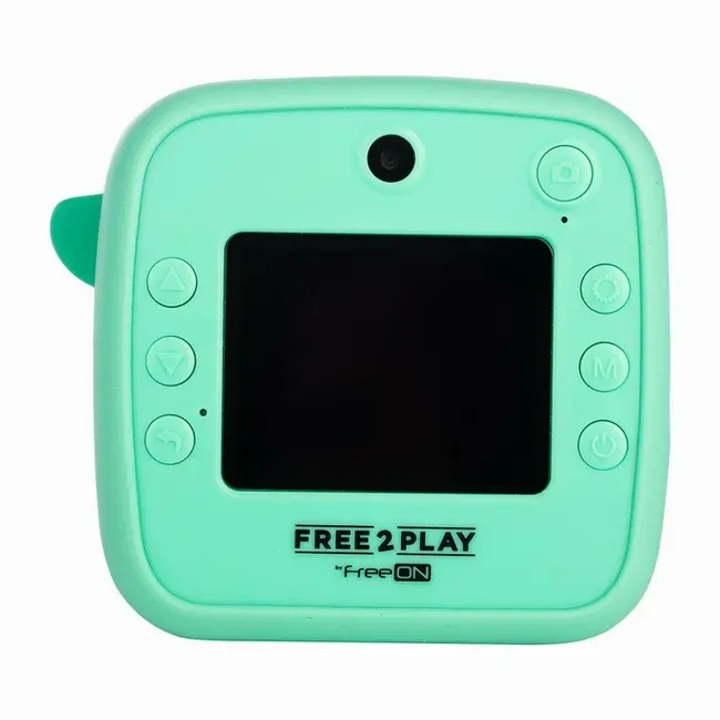 Aparat foto copii cu printare instant, Free2Play, Camere duale fata-spate, Cadre distractive, Cu 6 filtre, Dino BYN86885