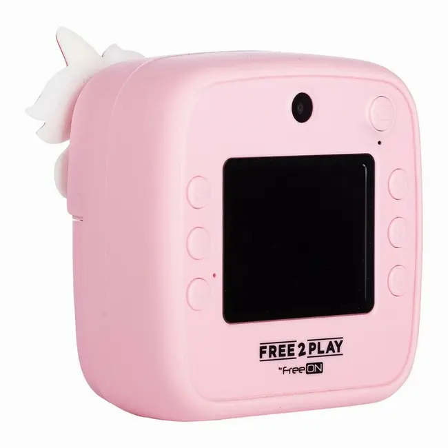 Aparat foto copii cu printare instant, Free2Play, Camere duale fata-spate, Cadre distractive, Cu 6 filtre, Unicorn BYN86892