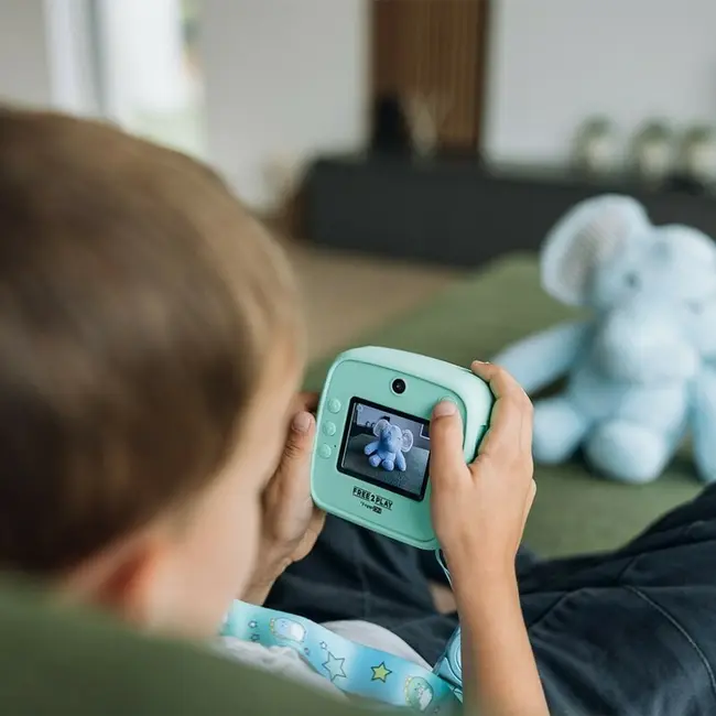 Aparat foto copii cu printare instant, Free2Play, Camere duale fata-spate, Cadre distractive, Cu 6 filtre, Unicorn BYN86892