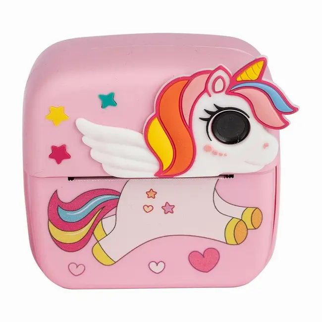 Aparat foto copii cu printare instant, Free2Play, Camere duale fata-spate, Cadre distractive, Cu 6 filtre, Unicorn BYN86892