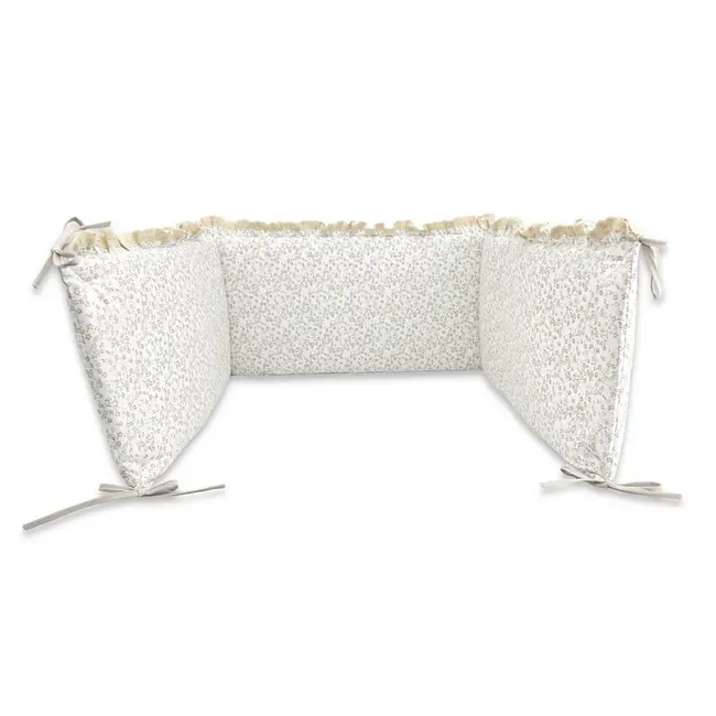 Aparatoare pentru patut, MimiNu, Premium, Cu volanase si dantela, Din bumbac certificat Oeko Tex Standard 100, 180x30 cm, Cu panglici, Meadow BYN6426972031257