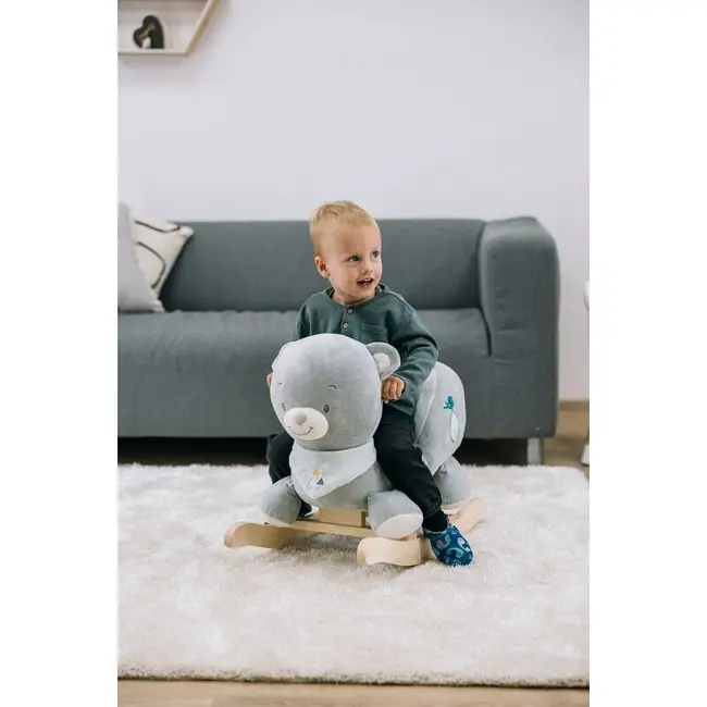 Balansoar, Free2Play, Max the Bear, Cu sa confortabila cu spatar, Din lemn, 18 luni+, Blue BYN83471