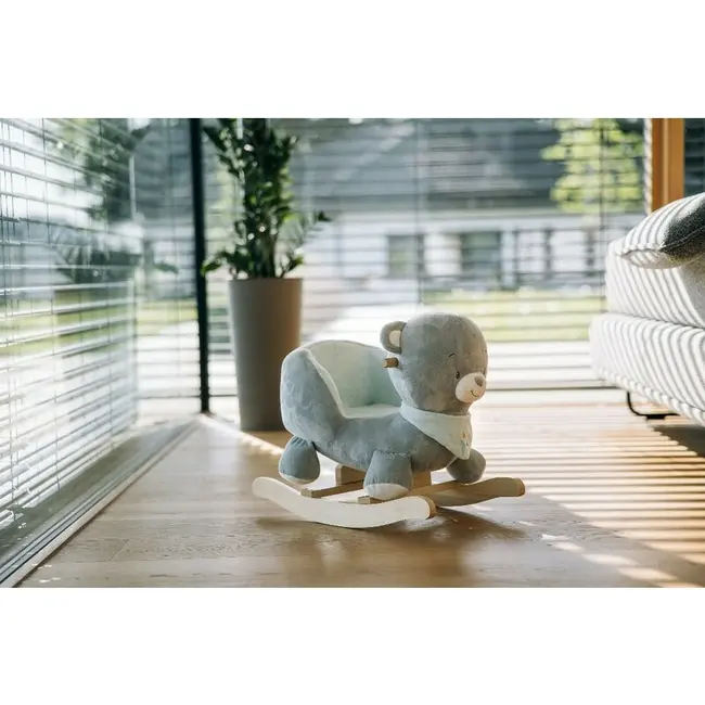 Balansoar, Free2Play, Max the Bear, Cu sa confortabila cu spatar, Din lemn, 18 luni+, Blue BYN83471