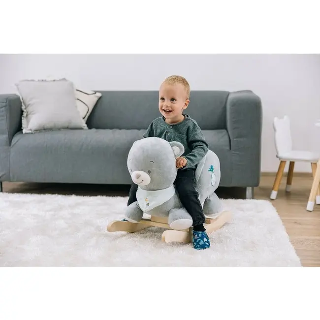 Balansoar, Free2Play, Max the Bear, Cu sa confortabila cu spatar, Din lemn, 18 luni+, Blue BYN83471