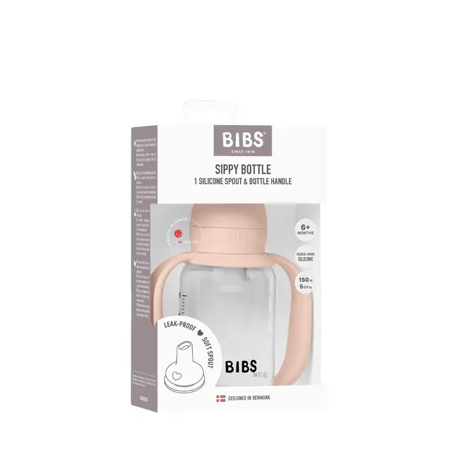 Bibs - set biberon tip sippy cup pp 150 ml cu cioc din silicon și sistem antipicurare, blush bbb50211244