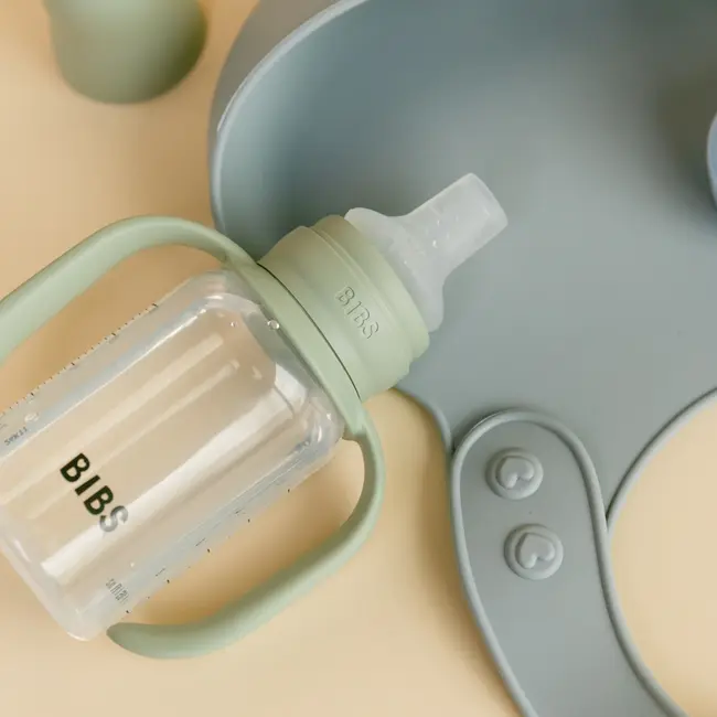 Bibs - set biberon tip sippy cup pp 150 ml cu cioc din silicon și sistem antipicurare, sage bbb50211250