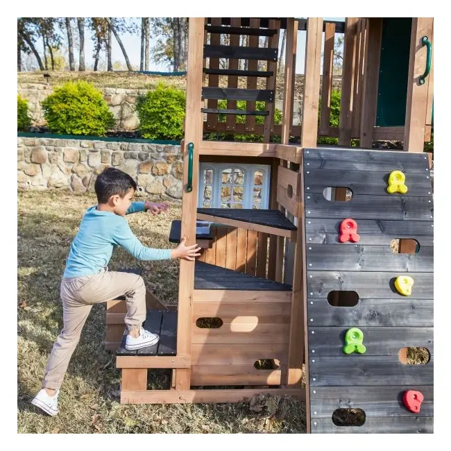 Complex de joaca din lemn, max 12 copii, cu 3 niveluri, panorama tower playhouse, cedar summit p280226 - okekkp280226