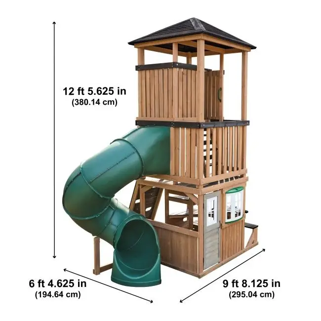 Complex de joaca din lemn, max 12 copii, cu 3 niveluri, panorama tower playhouse, cedar summit p280226 - okekkp280226