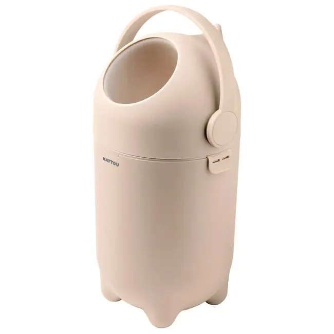 Cos pentru scutece, Nattou, Dropy, Sistem etans impotriva mirosurilor, Compatibil cu saci universali, Operare cu o mana, Potrivit pentru cca 25 scutece, 27 &times; 27 &times; 48.5 cm, 20 l, Bej BYN150019