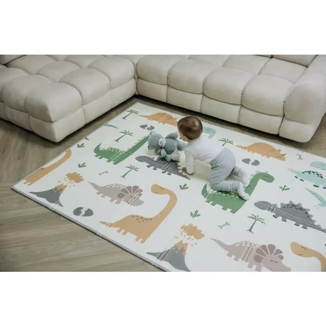Covoras de joaca, FreeON, Magic Dino, Cu doua fete, Pliabil, Protectie impotriva loviturilor, 200 x 150 cm, Cu Imprimeu pe ambele parti, 0 luni+, Multicolor BYN85680