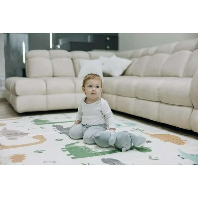 Covoras de joaca, FreeON, Magic Dino, Cu doua fete, Pliabil, Protectie impotriva loviturilor, 200 x 150 cm, Cu Imprimeu pe ambele parti, 0 luni+, Multicolor BYN85680