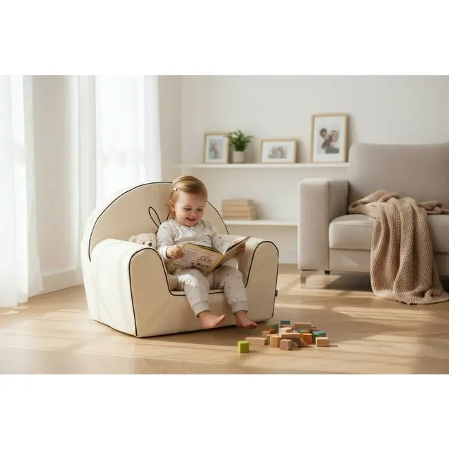 Fotoliu din burete, Bubaba, Bunny, Pentru copii, 9 luni-5 ani, White BYN87912